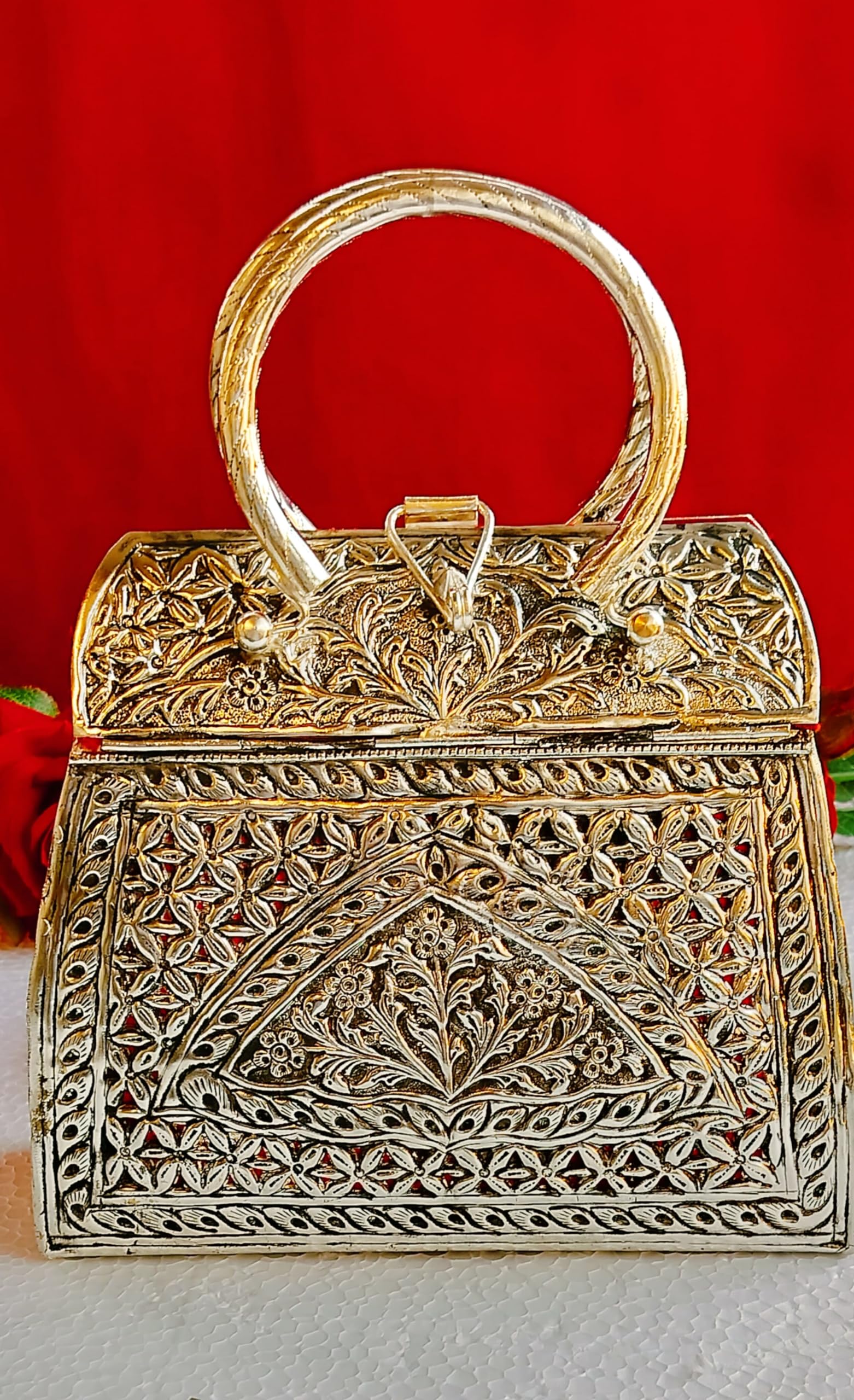 German silver antique finish new design handle clutch/purse for gift